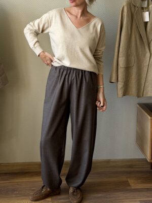 Брюки из шерстяной фланели LoroPiana Какао