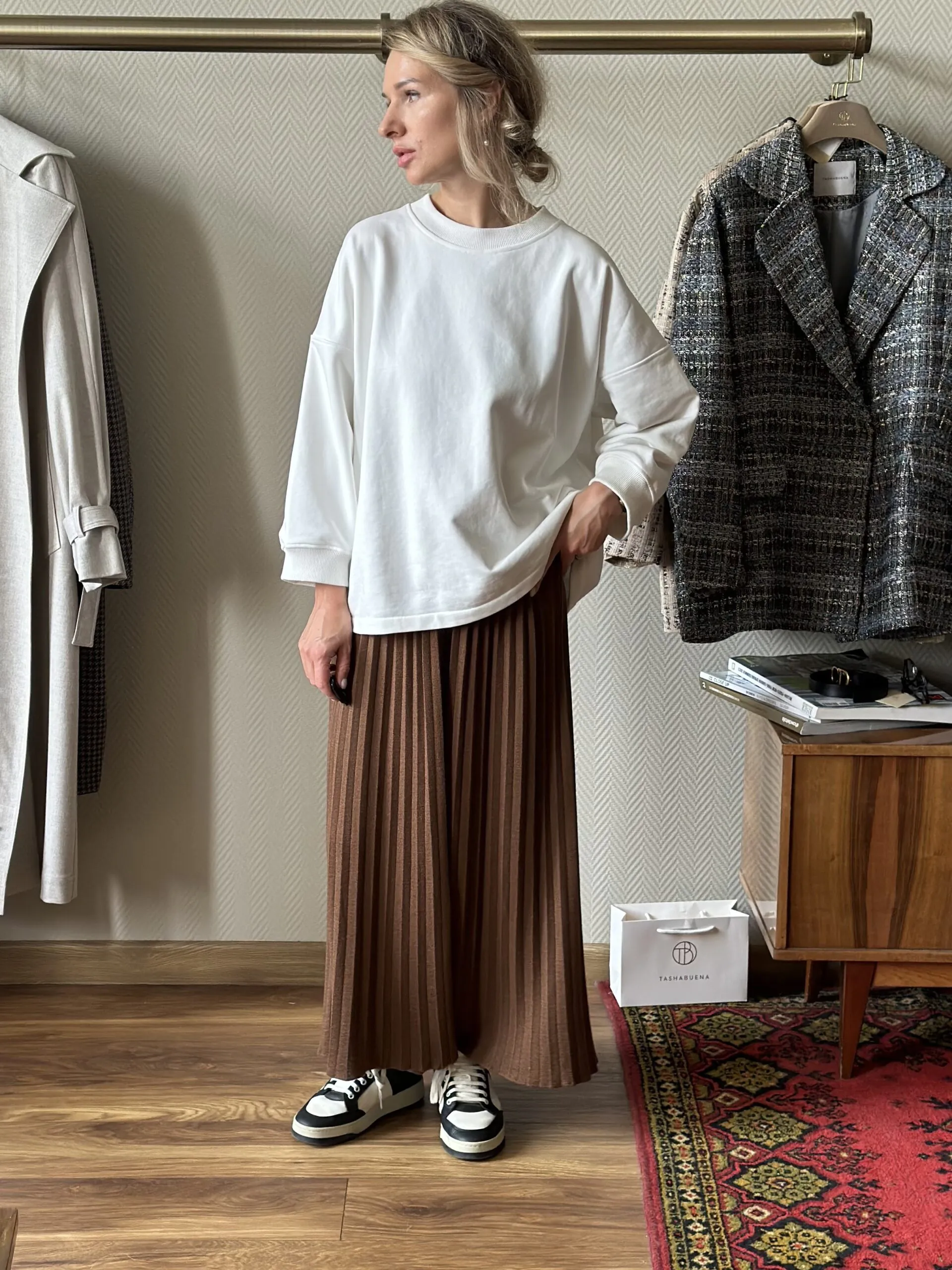Юбка плиссе из кашемира и шелка LoroPiana Фундук
