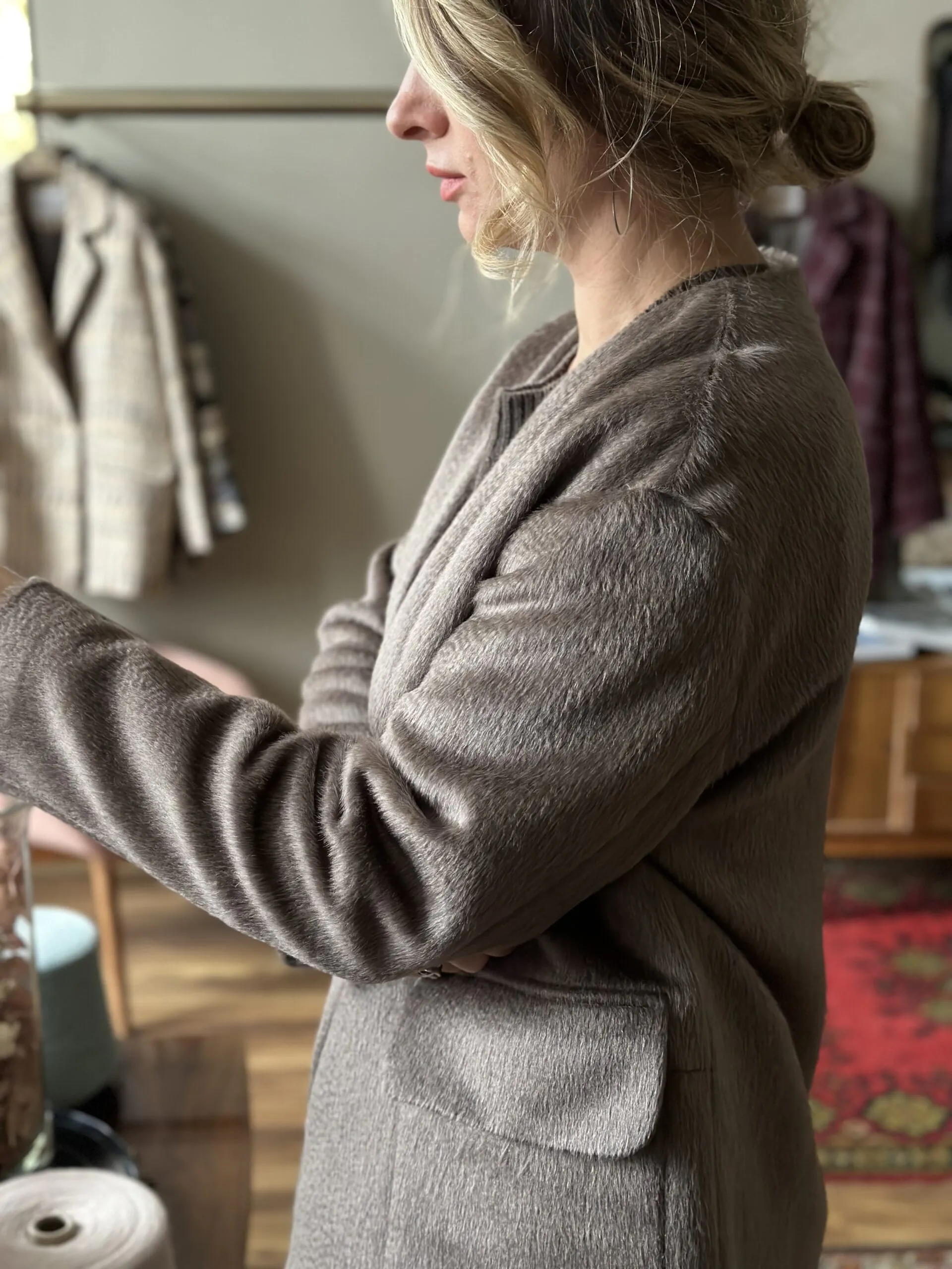 Пальто пиджак из Suri Alpaca Taupe
