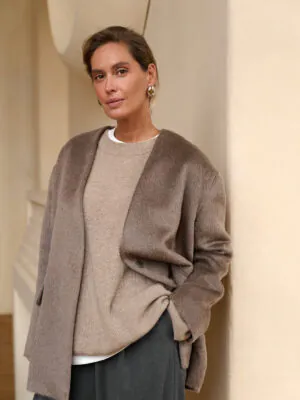 Пальто пиджак из Suri Alpaca Taupe