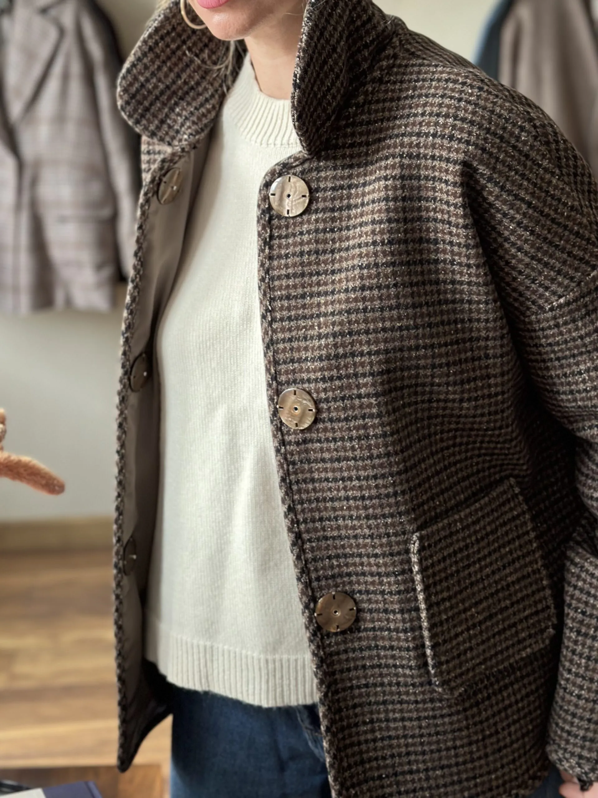 Куртка из шерсти Zegna коричнево карамельная / гусиная лапка