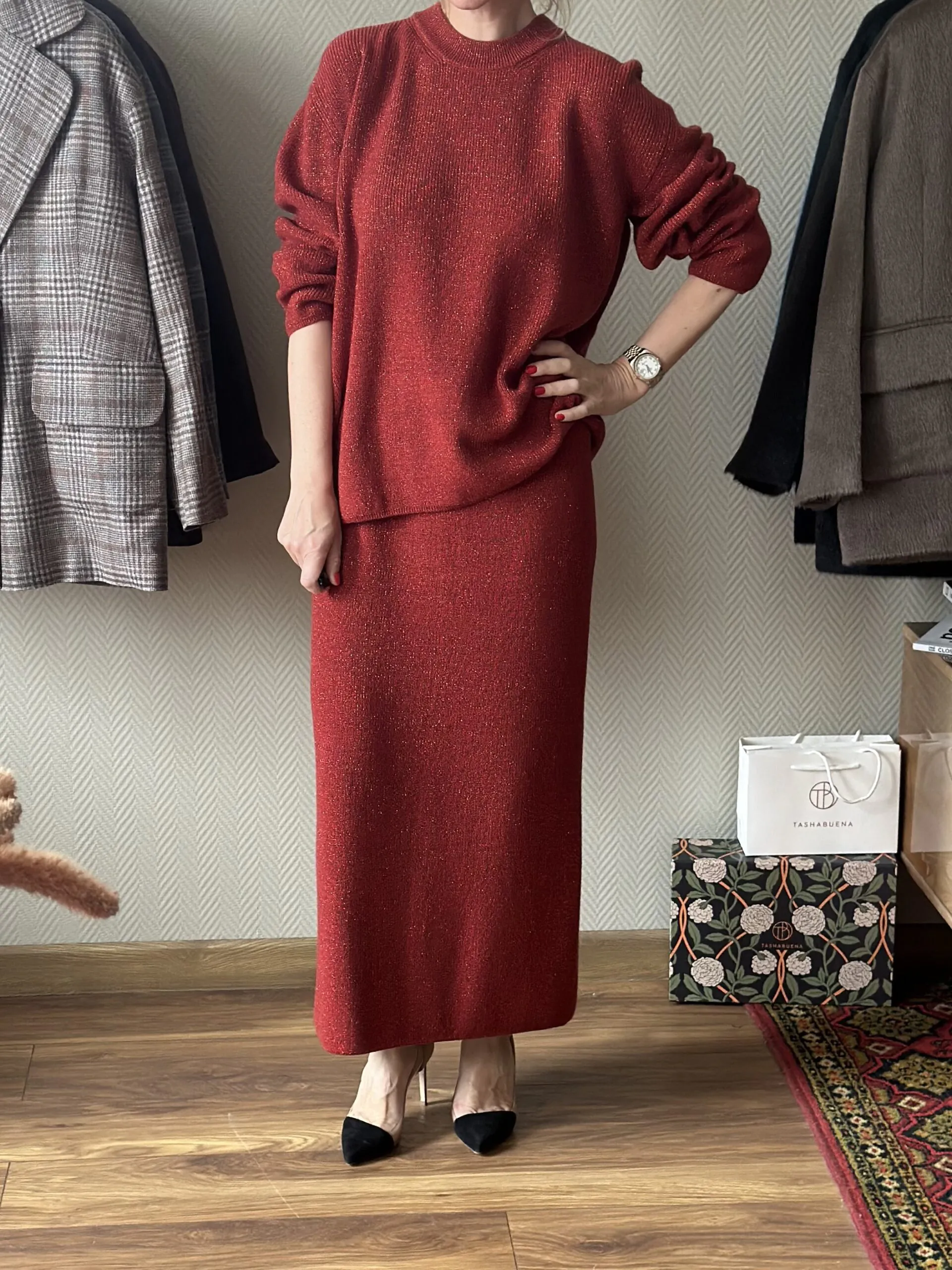 Костюм из 100% кашемира LoroPiana Грета Красный