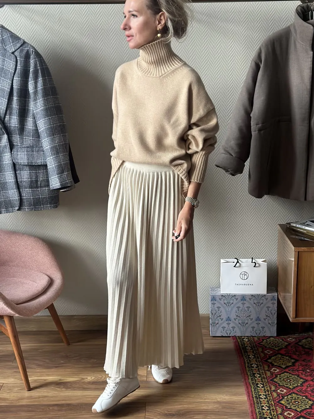 Свитер Оверсайз из 100% Baby кашемира LoroPiana Печенье