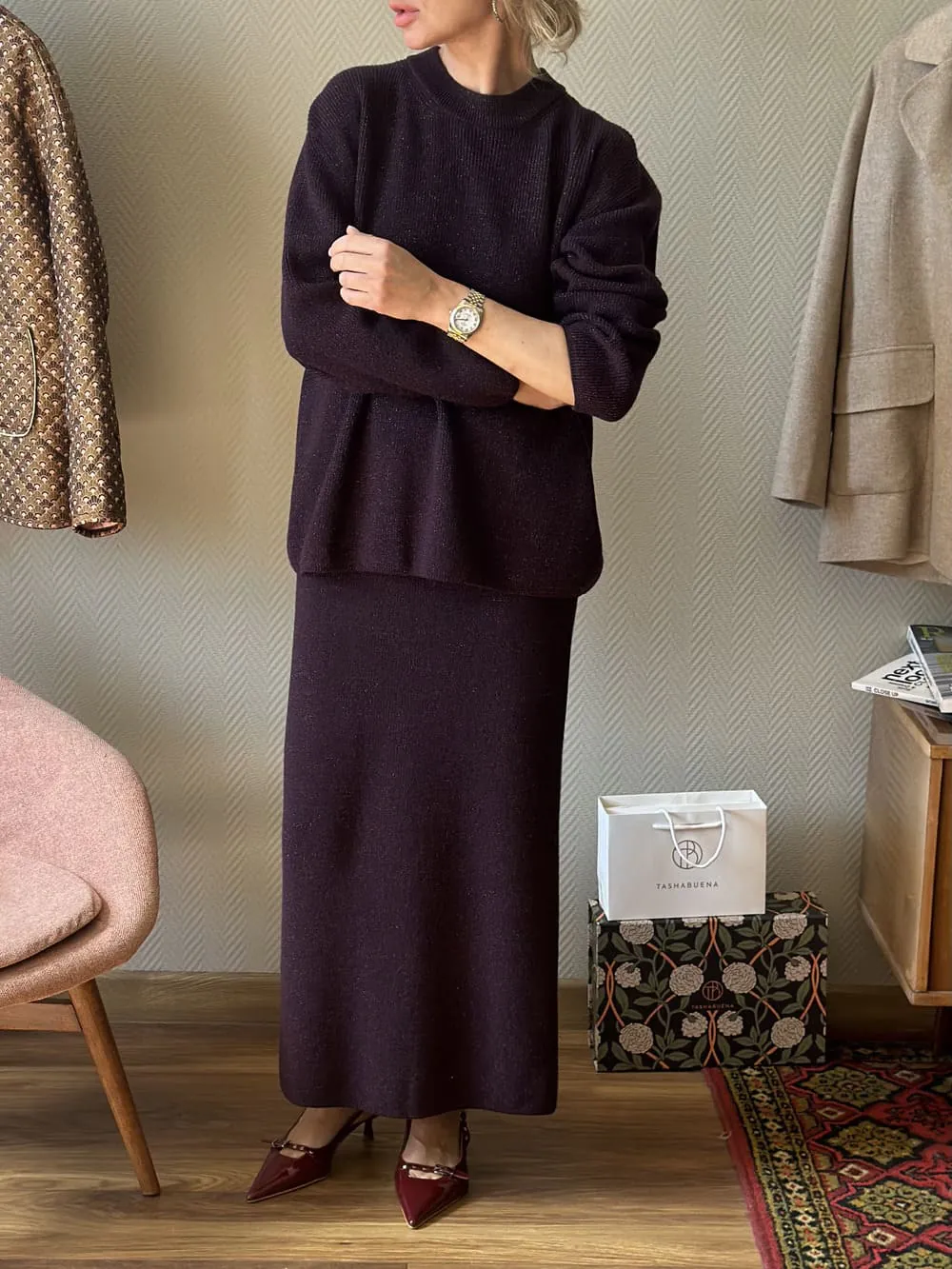 Костюм из 100% кашемира LoroPiana Грета Черный Нарцисс
