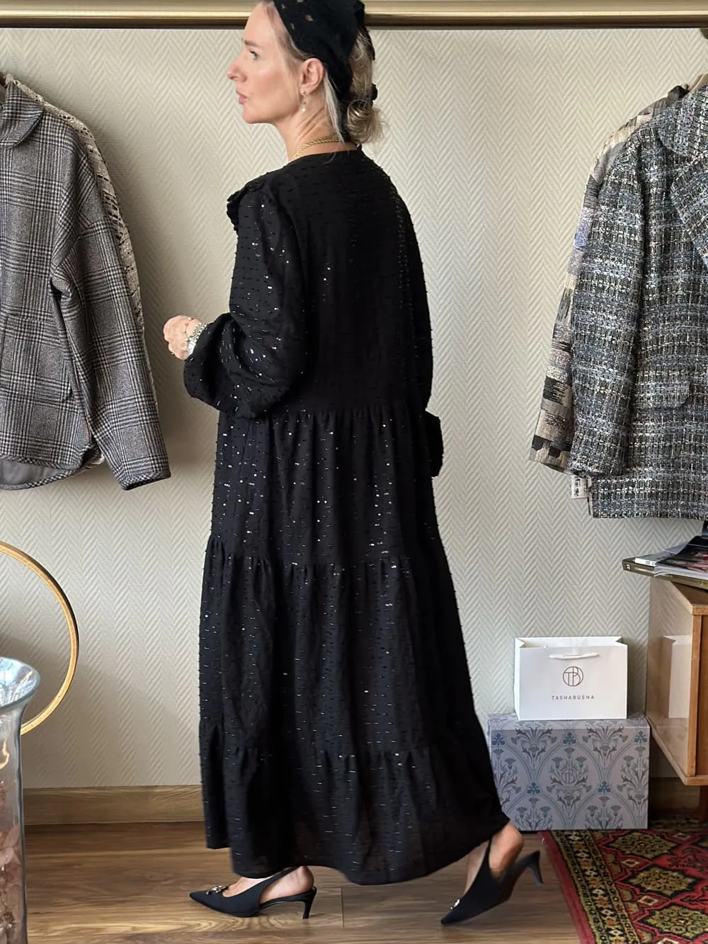 Платье Хиппи из льна со стеклярусом Ermano Scervino Селена