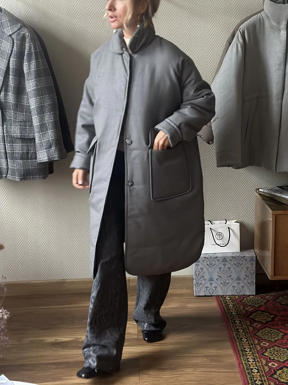 Пуховик Герда из 100% шерсти Loro Piana Грей