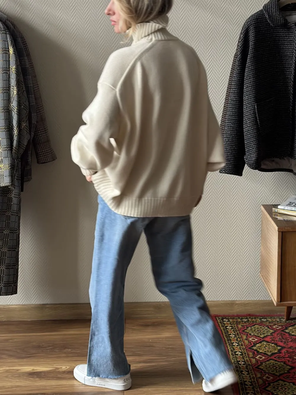 Свитер Оверсайз из 100% кашемира LoroPiana Молочный