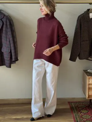 Свитер Оверсайз из 100% Baby кашемира LoroPiana Вишня