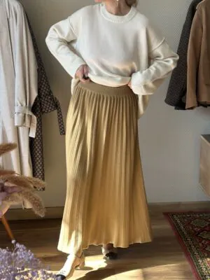 Юбка плиссе из 100% кашемира LoroPiana Сахар