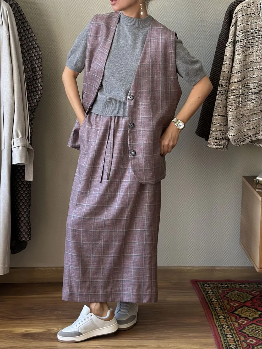 Костюм из шерсти, шелка и льна Loro Piana Пыльная Роза
